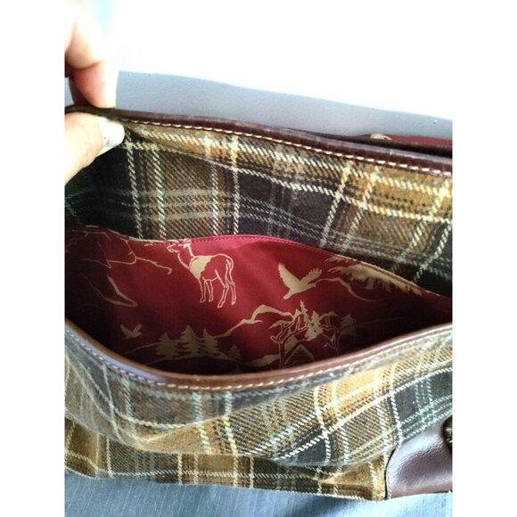 FOSSIL Alpine Brown Plaid Wool Messenger Laptop Crossbody Bag - Picture 16 of 16